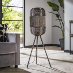 Vloerlamp tripod web / Zwart nikkel