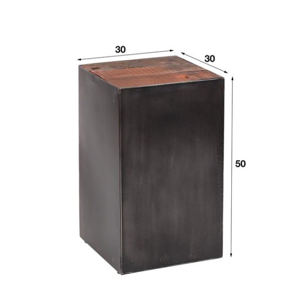 Bloemenzuil 50 natural brush Raft steel / Robuust hardhout