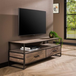 TV-meubel Turf / Massief acasia grijs antiek