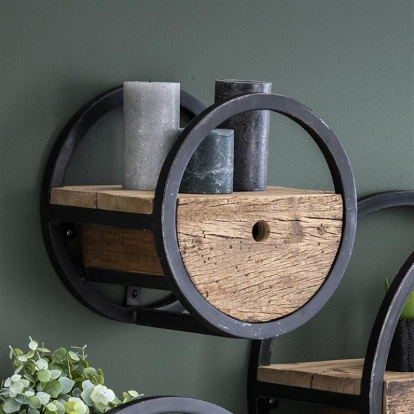 Wandschap circular 30 met lade / Robuust hardhout