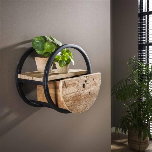 Wandschap circular 40 met lade / Robuust hardhout