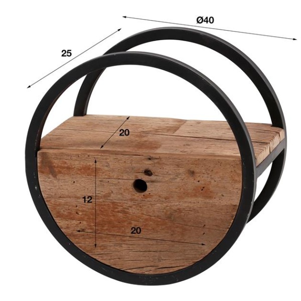 Wandschap circular 40 met lade / Robuust hardhout