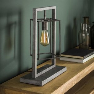 Tafellamp 1L cubic tower / Oud zilver