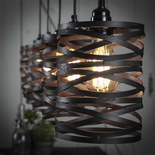 Hanglamp 5x 17 spindle / Slate grey