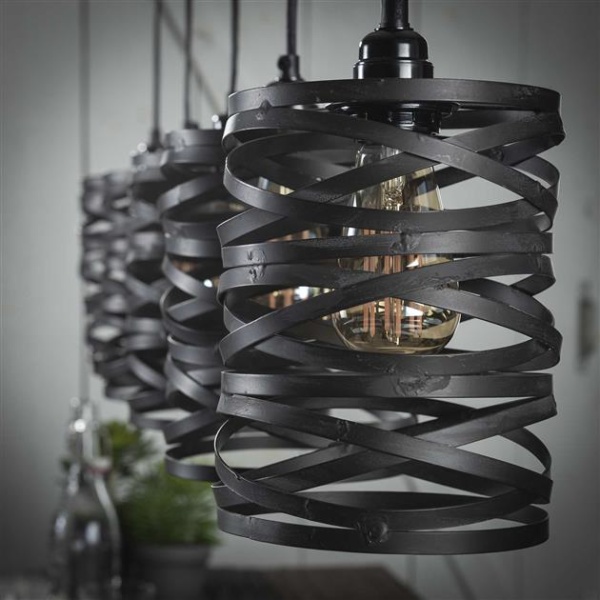 Hanglamp 5x 17 spindle / Slate grey