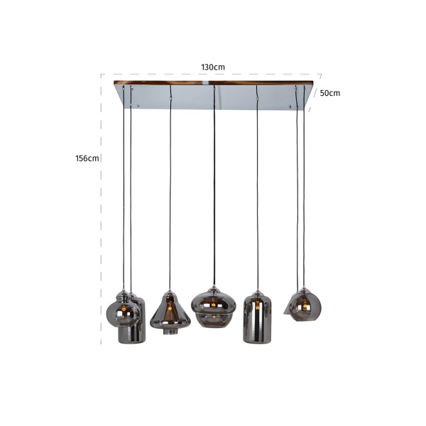 Hanglamp Crosley met 8 verschillende lampen (Silver)