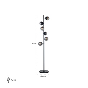 Vloerlamp Zola smoked (Black)