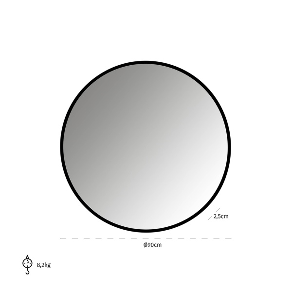 Spiegel Maesa zwart 90Ø (Black)