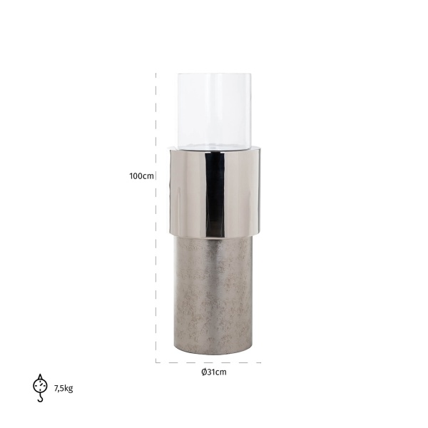 Windlicht Orvyn zilver klein (Silver)
