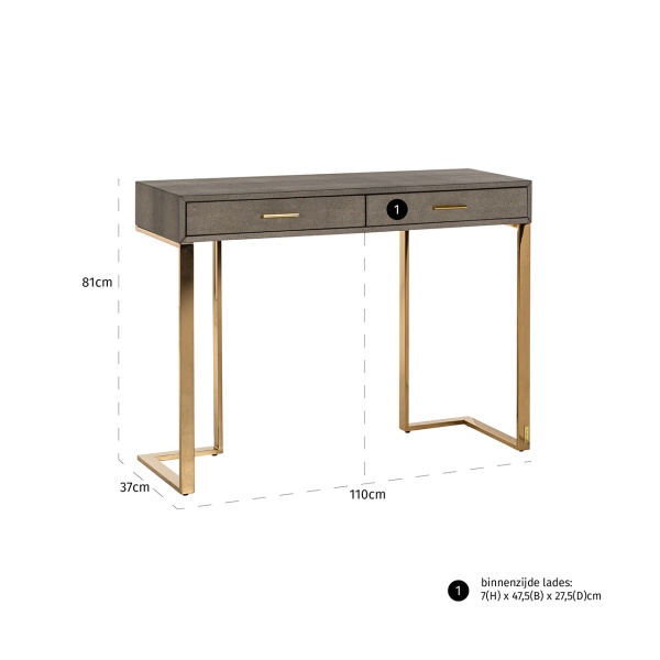 Wandtafel Marie-Lou 2-laden (Gold)