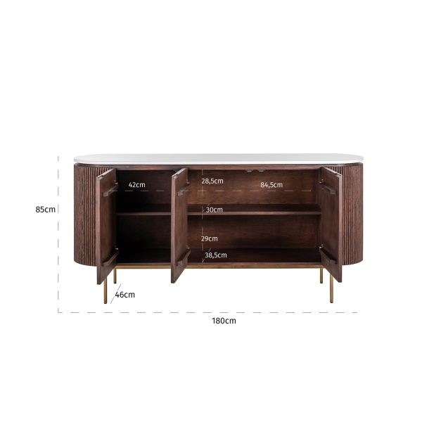 Dressoir Barkley 3-deuren  (Brushed Gold)