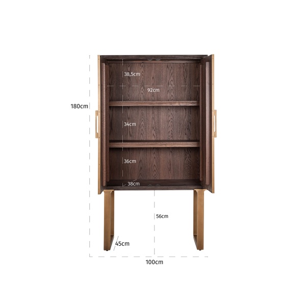 Wandkast Cromford Mill 2-deuren (Brushed Gold)