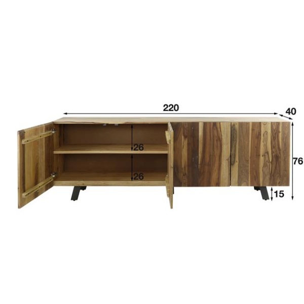 Dressoir Daytona 4D / Massief Saja natural