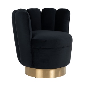 Fauteuil Mayfair Black velvet / Brushed gold (Quartz Black 800)