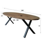 Eetkamertafel 240 Daytona / Massief Saja natural