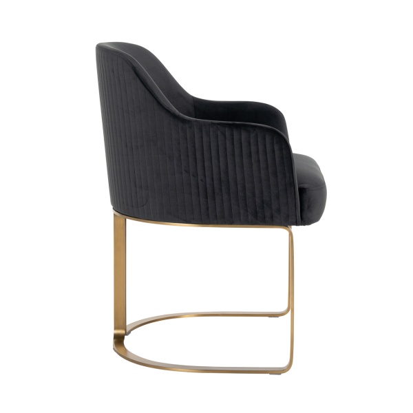 Stoel Hadley Antraciet velvet / Brushed gold (Quartz Antraciet 801)
