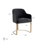 Stoel Hadley Antraciet velvet / Brushed gold (Quartz Antraciet 801)