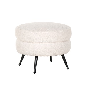 Poef Amelia White Faux Sheep / Black (Faux Sheep 313-2)