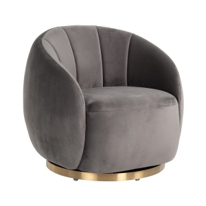 Draaifauteuil Jago Stone Velvet / Brushed gold (Quartz Stone 101)