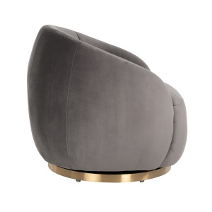 Draaifauteuil Jago Stone Velvet / Brushed gold (Quartz Stone 101)