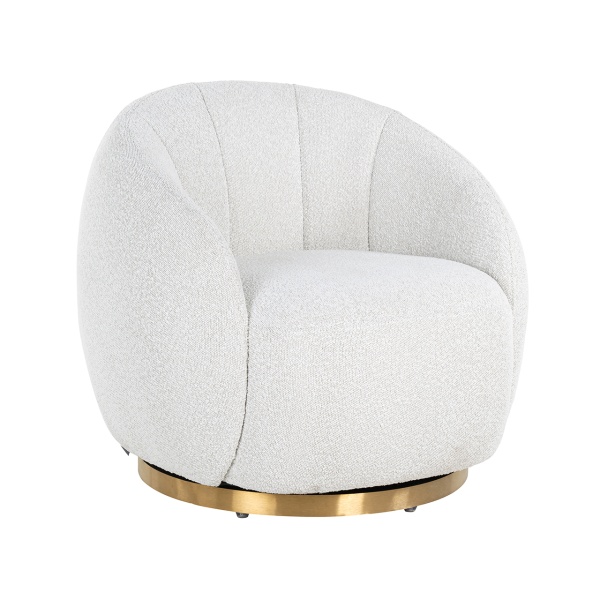 Draaifauteuil Jago White Bouclé / Brushed gold (Copenhagen 900 Bouclé White)