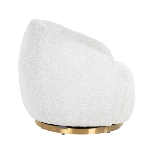 Draaifauteuil Jago White Bouclé / Brushed gold (Copenhagen 900 Bouclé White)