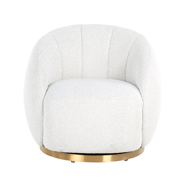 Draaifauteuil Jago White Bouclé / Brushed gold (Copenhagen 900 Bouclé White)
