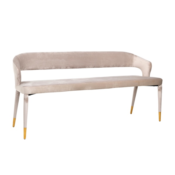 Showroommodel Eetkamer bank Colleene Khaki velvet  Fire retardant (FR-Quartz 903 Khaki) Zelf Afhalen