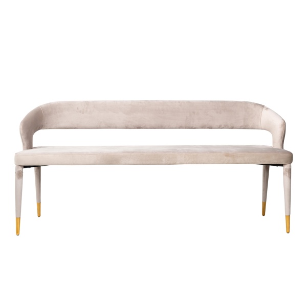 Showroommodel Eetkamer bank Colleene Khaki velvet  Fire retardant (FR-Quartz 903 Khaki) Zelf Afhalen
