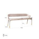 Showroommodel Eetkamer bank Colleene Khaki velvet  Fire retardant (FR-Quartz 903 Khaki) Zelf Afhalen