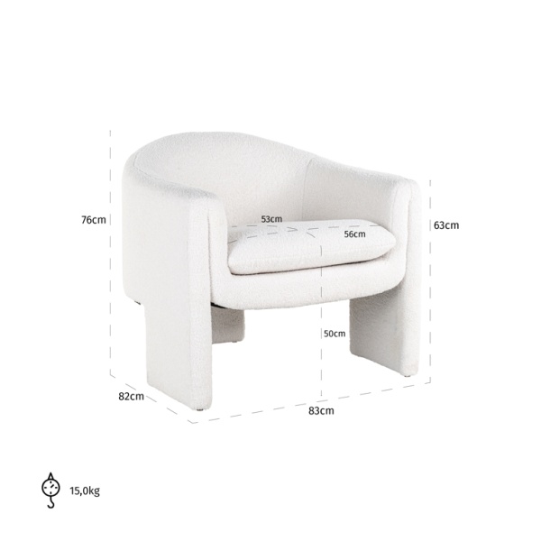Fauteuil Charmaine white furry (Himalaya 900 white furry)