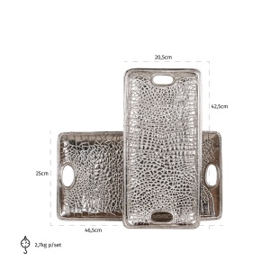 Dienblad Demian zilver set van 2 (Silver)