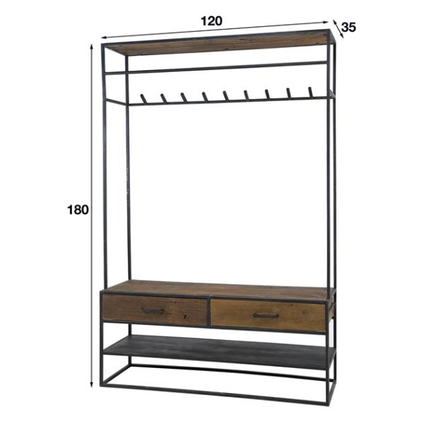 Garderobemeubel 2L blend / Robuust hardhout