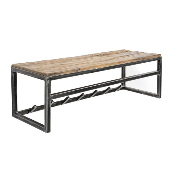 Kapstok grained 7 haken met roede en hoedenplank / Robuust hardhout