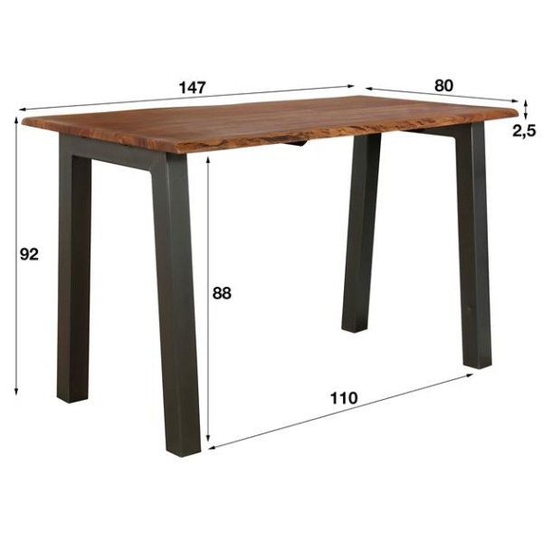 Bartafel 147 edge 25mm / Massief acacia naturel