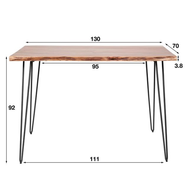 Bartafel edge 130 / Massief acacia naturel