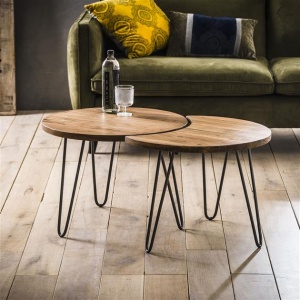 Salontafel set/2 60 / Massief acacia naturel