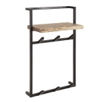 Kapstok air solid hoog 6 haken hoedenplank / Massief acacia naturel