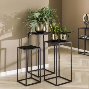 Bloemenzuil set/3 Teca black / Teakhout zwart