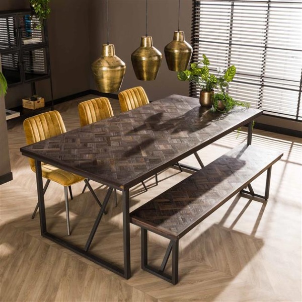 Eetkamertafel 200 Teca vine / Teakhout brownwash