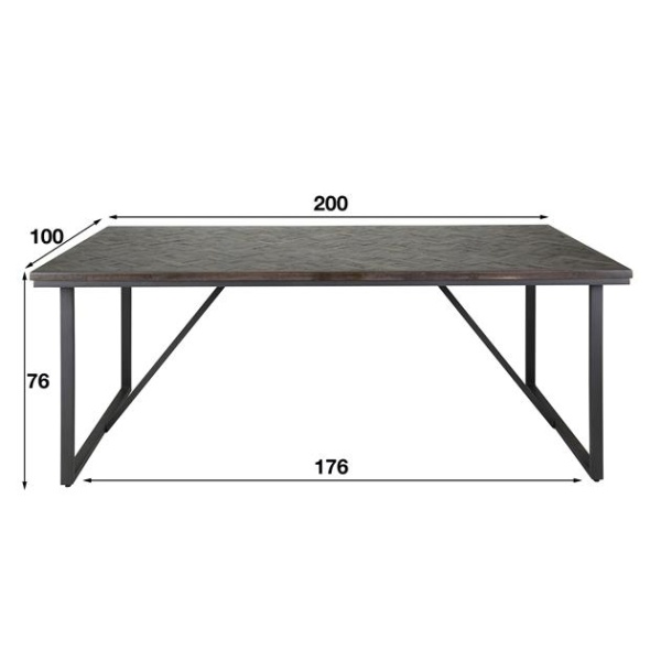 Eetkamertafel 200 Teca vine / Teakhout brownwash