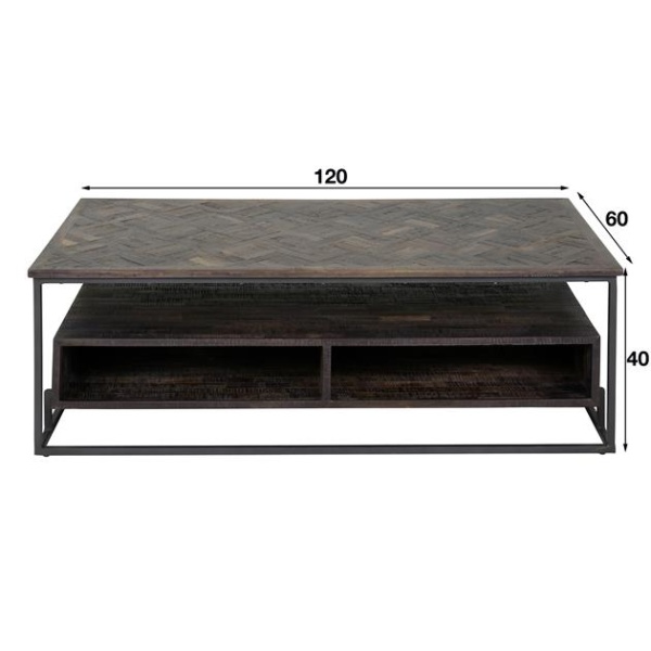 Salontafel rechthoek Teca vine / Teakhout brownwash