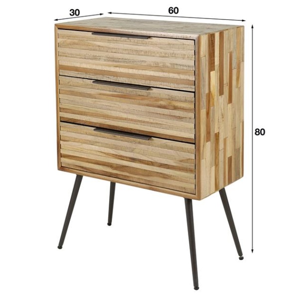 Ladekast 3L Teca strip / Teakhout verweerd