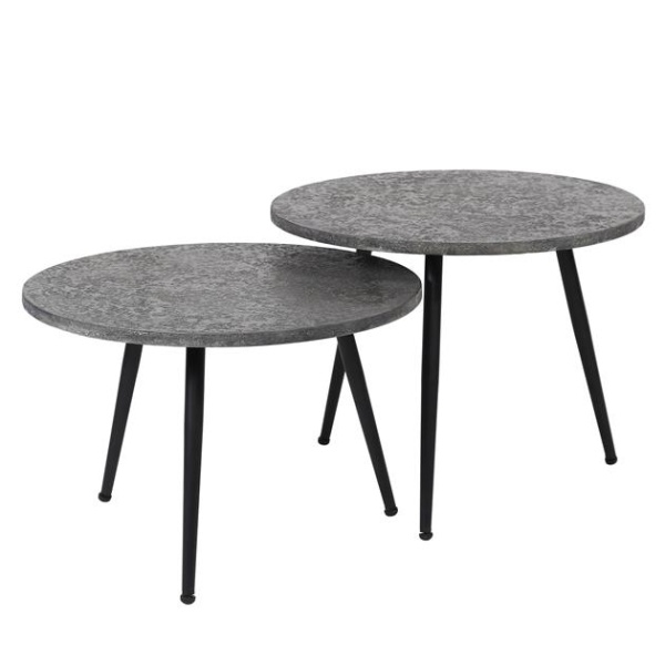 Salontafel 55 set/2 metallic ronde buis / Grijs