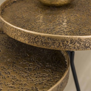 Bijzettafel set/2 rond metallic / Brons antiek