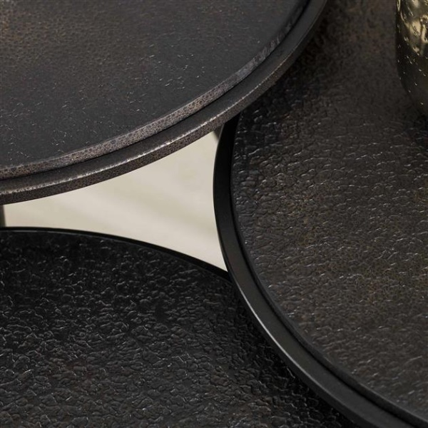 Salontafel set/3 rond metallic / Grijs