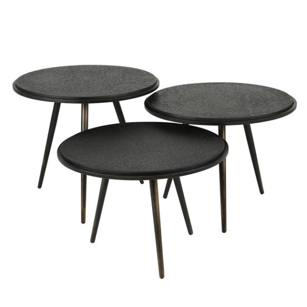 Salontafel set/3 rond metallic / Grijs