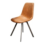 Stoel zig-zag plat frame / Saddle PU cowhide bruin