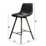 Barstoel zig-zag plat frame / Saddle PU zwart