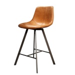 Barstoel zig-zag plat frame / Saddle PU cowhide bruin